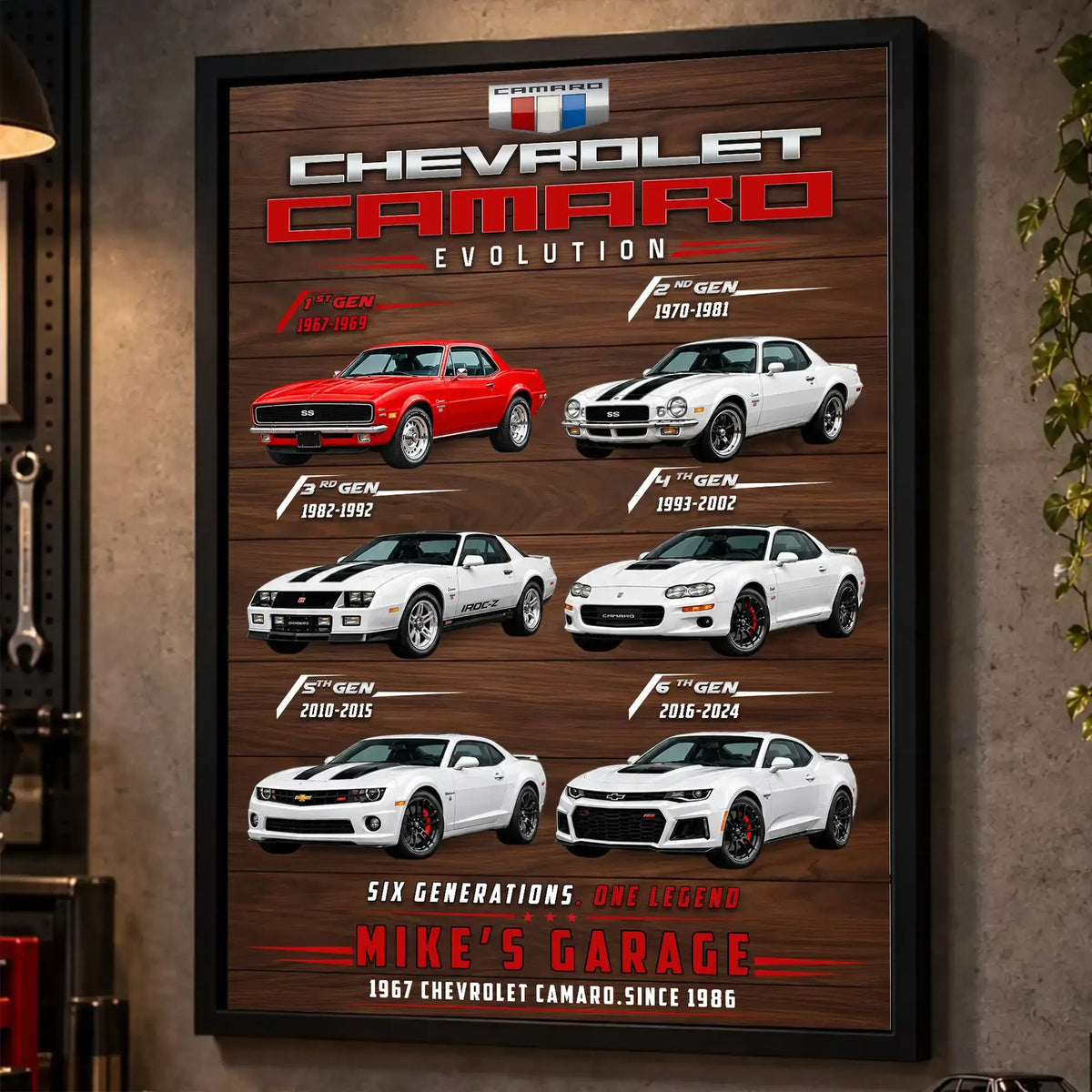 Personalized Camaro Evolution Muscle Car Canvas Wall Art
