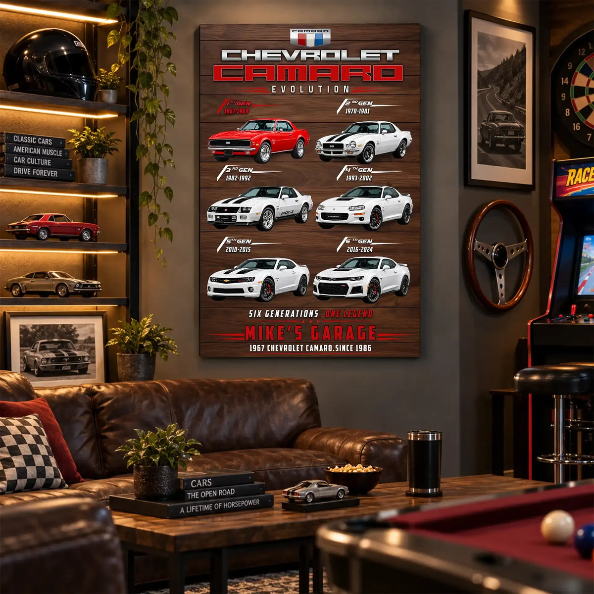 Personalized Camaro Evolution Muscle Car Canvas Wall Art
