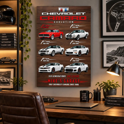 Personalized Camaro Evolution Muscle Car Canvas Wall Art