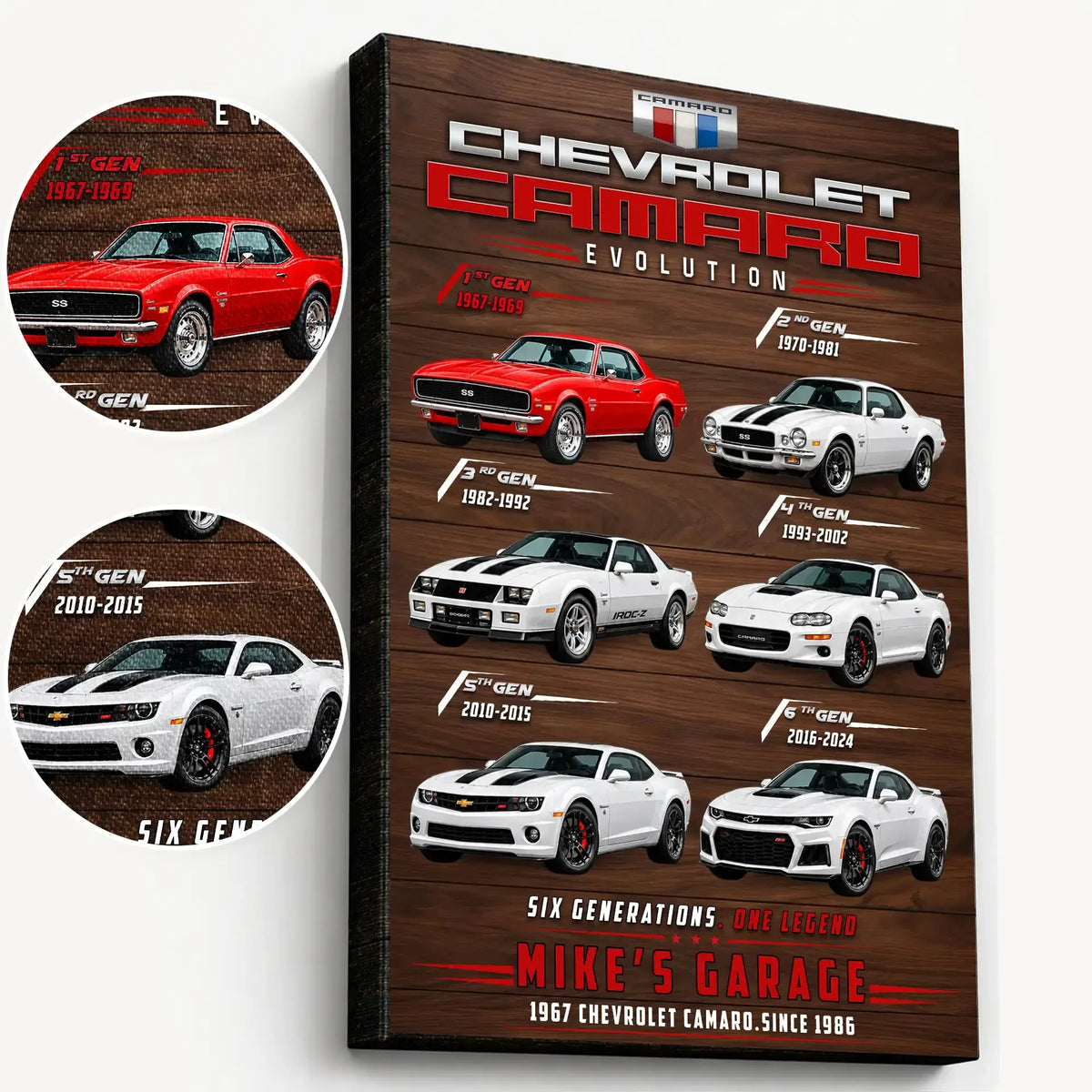Personalized Camaro Evolution Muscle Car Canvas Wall Art