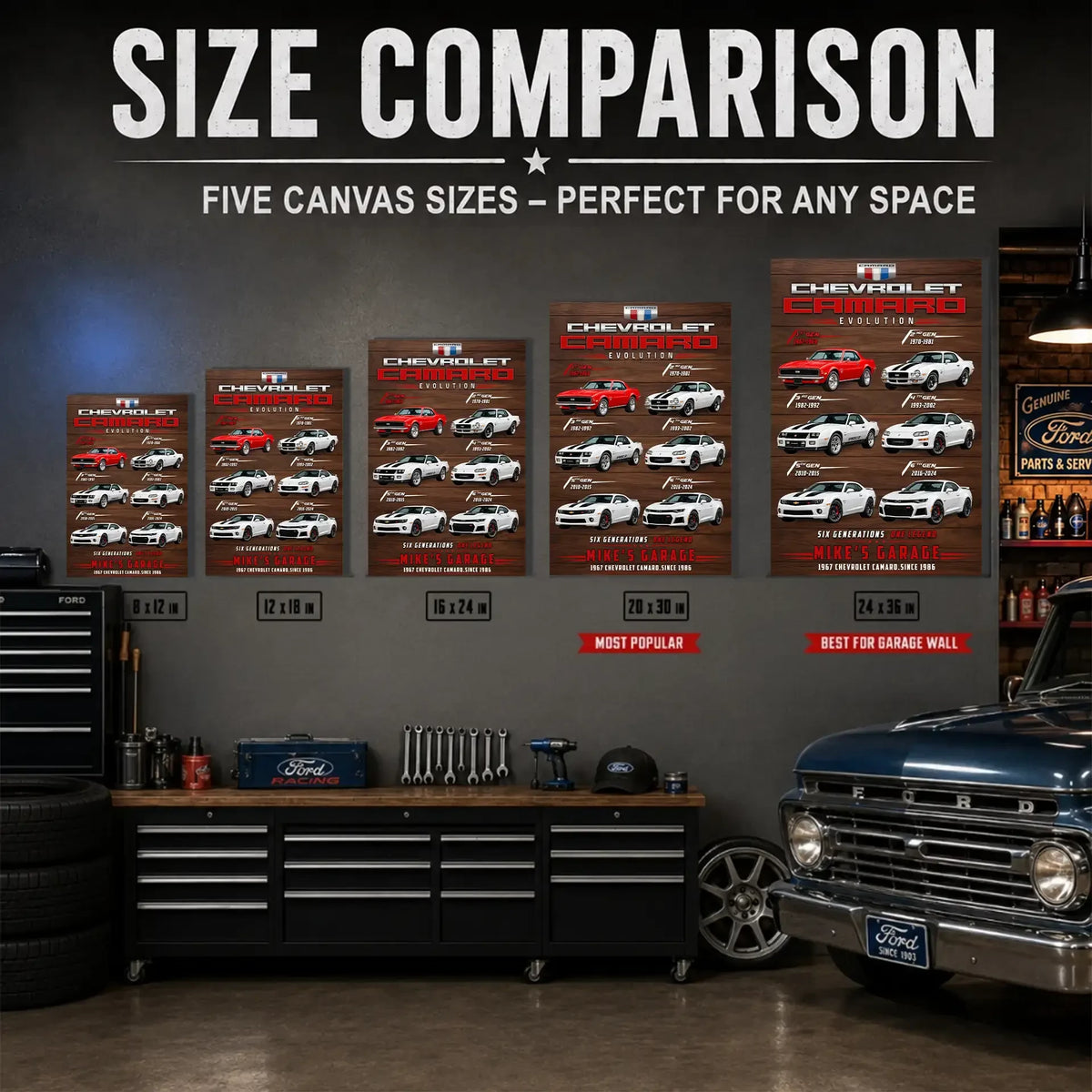 Personalized Camaro Evolution Muscle Car Canvas Wall Art