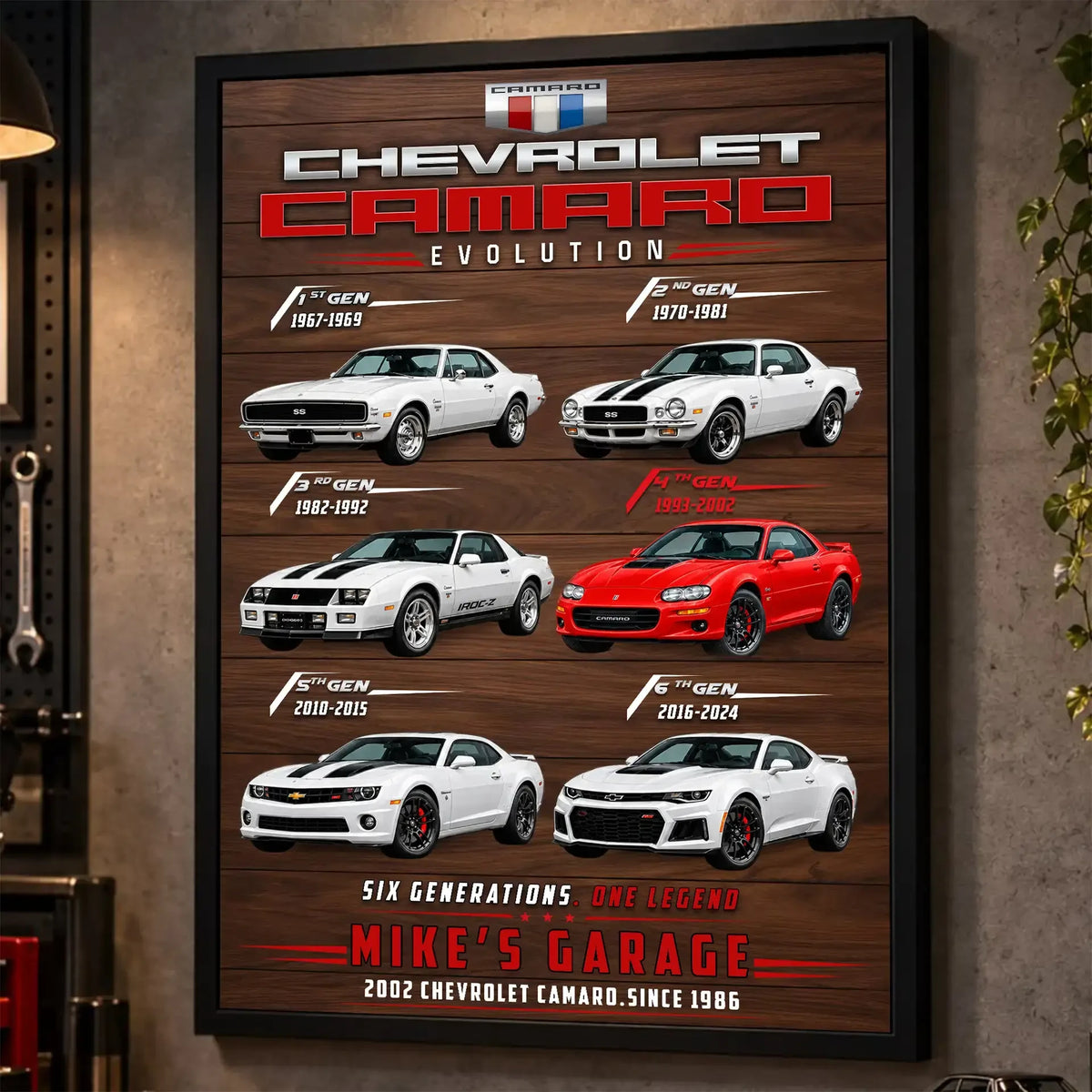 Personalized Camaro Evolution Muscle Car Canvas Wall Art