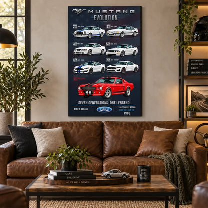 Personalized Mustang Evolution Muscle Car Canvas Wall Art