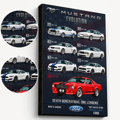 Personalized Mustang Evolution Muscle Car Canvas Wall Art