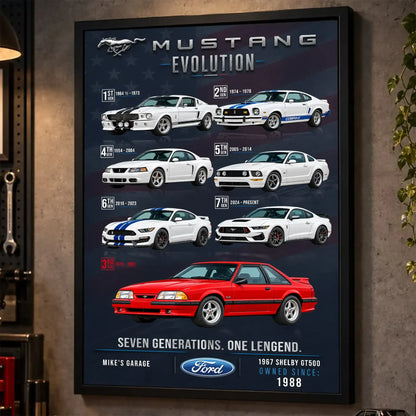 Personalized Mustang Evolution Muscle Car Canvas Wall Art