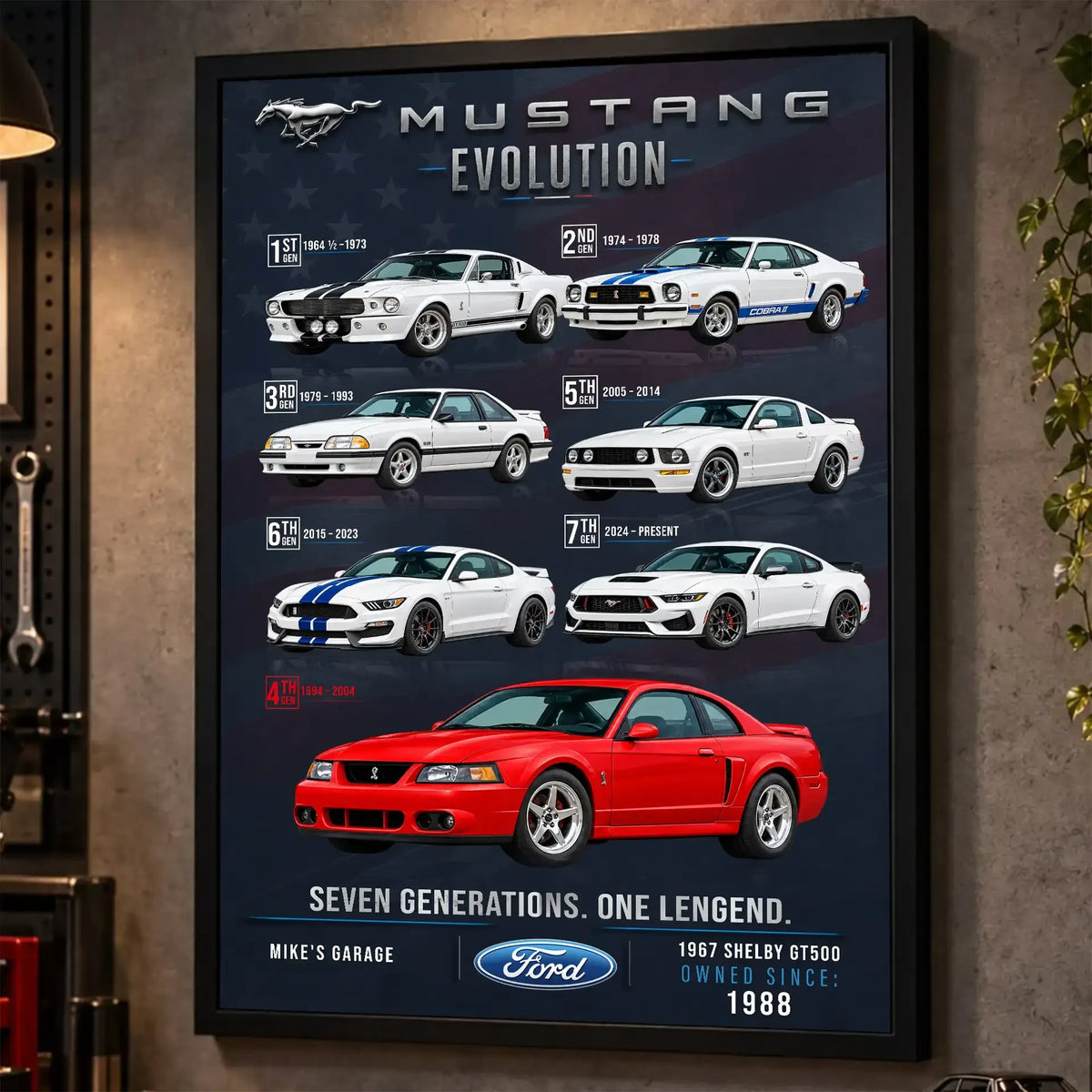 Personalized Mustang Evolution Muscle Car Canvas Wall Art