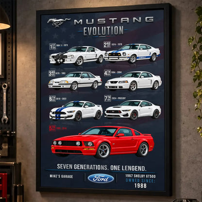 Personalized Mustang Evolution Muscle Car Canvas Wall Art