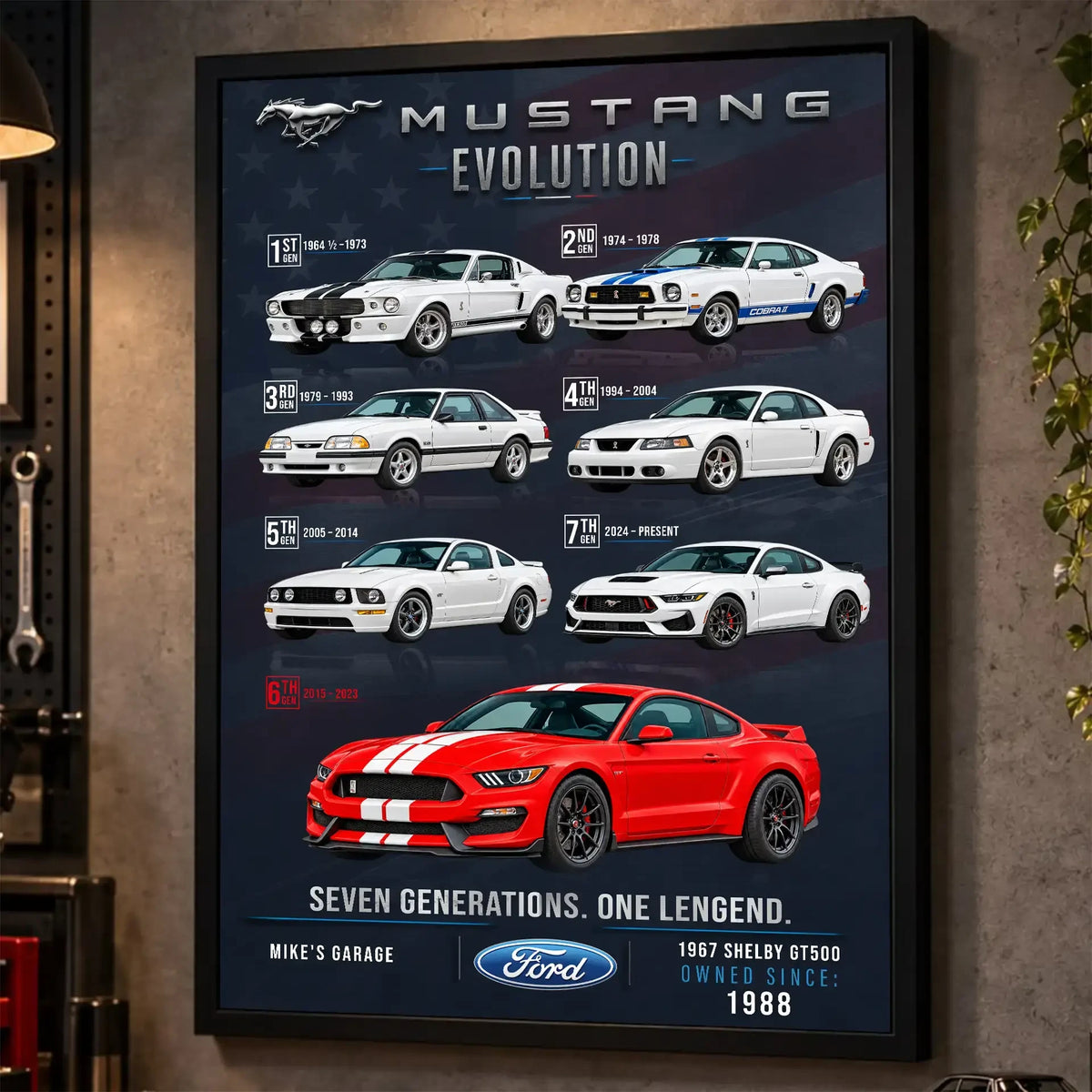 Personalized Mustang Evolution Muscle Car Canvas Wall Art