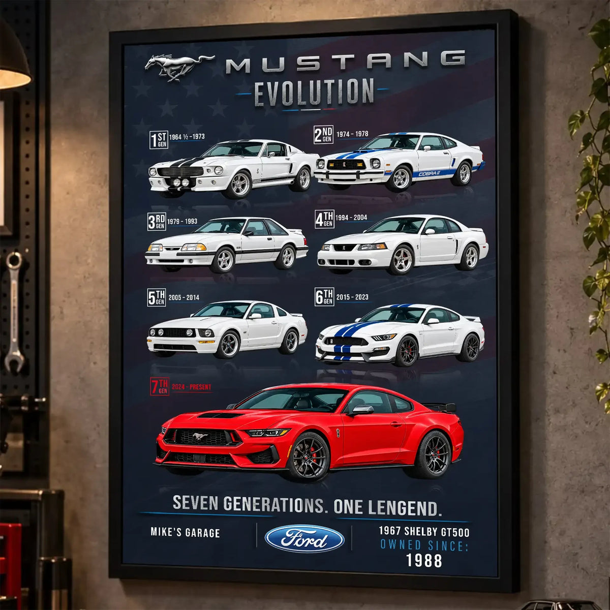Personalized Mustang Evolution Muscle Car Canvas Wall Art