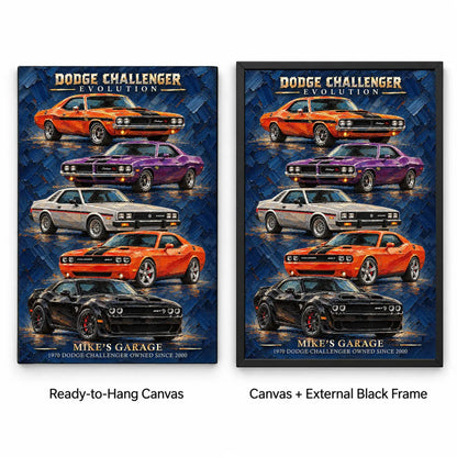 Personalized Challenger Evolution Muscle Car Canvas Wall Art