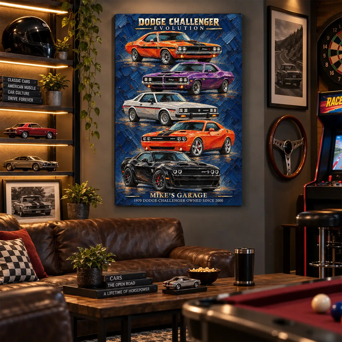 Personalized Challenger Evolution Muscle Car Canvas Wall Art