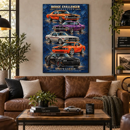 Personalized Challenger Evolution Muscle Car Canvas Wall Art