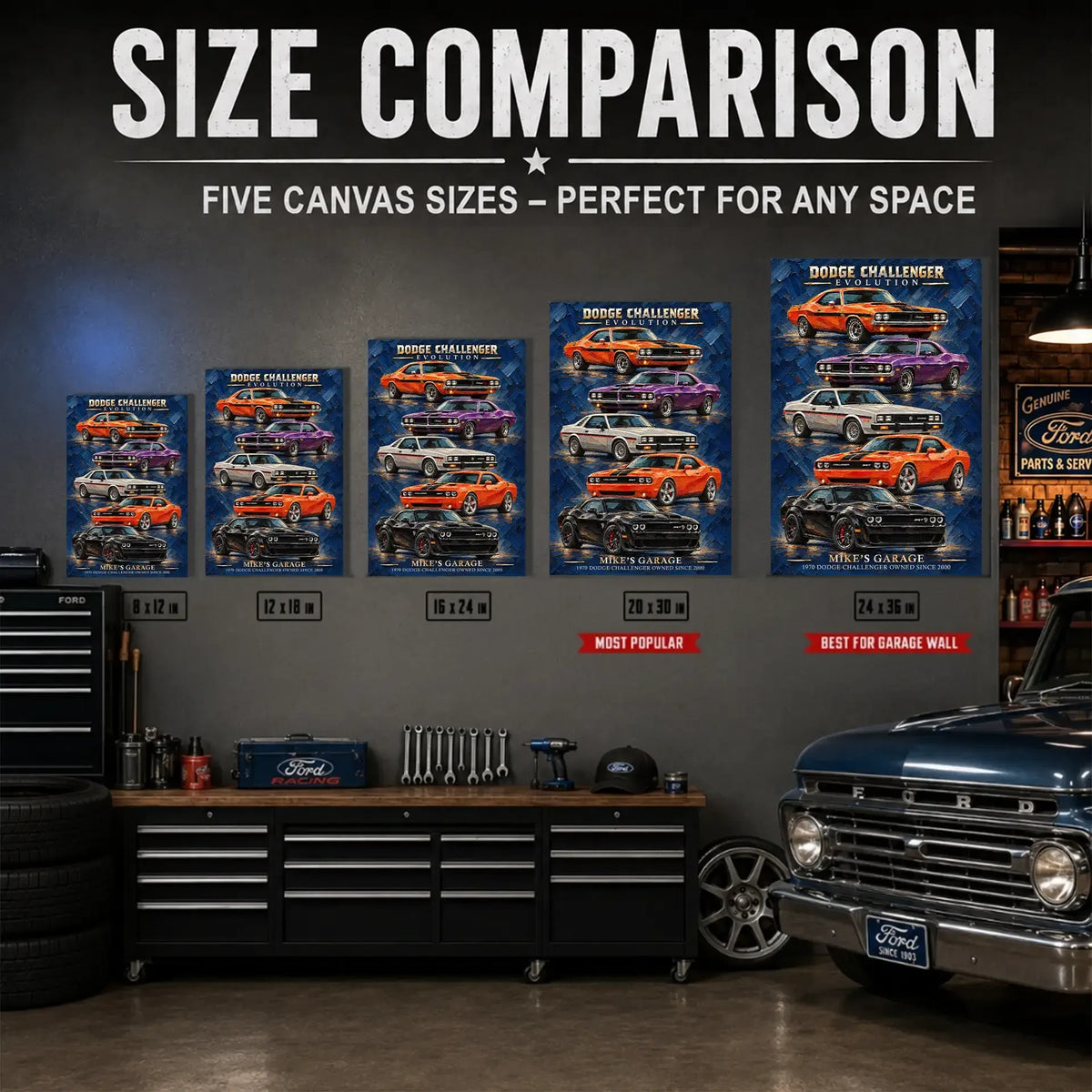 Personalized Challenger Evolution Muscle Car Canvas Wall Art