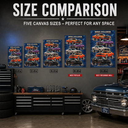 Personalized Challenger Evolution Muscle Car Canvas Wall Art