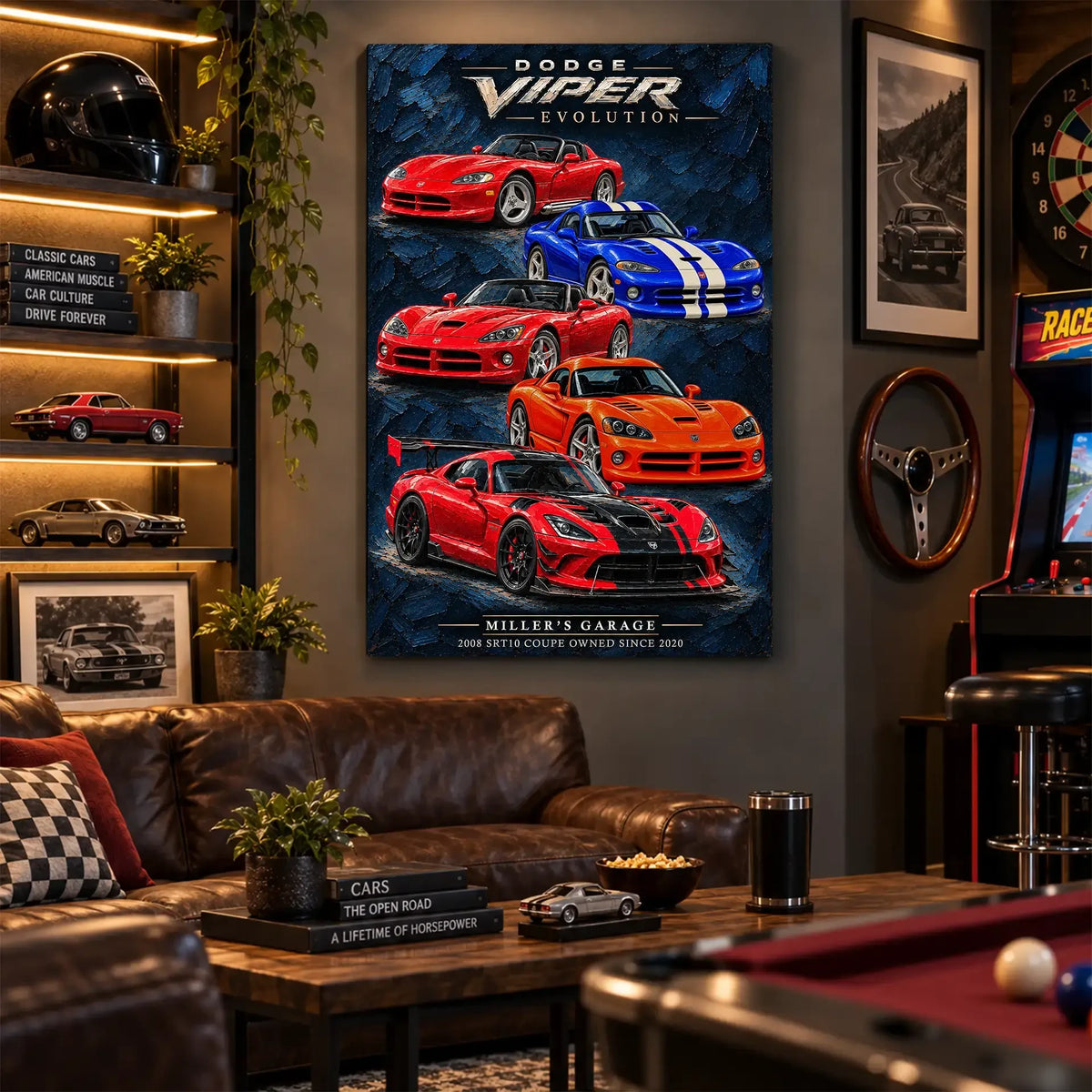 Personalized Viper Evolution Sports Car Canvas Wall Art