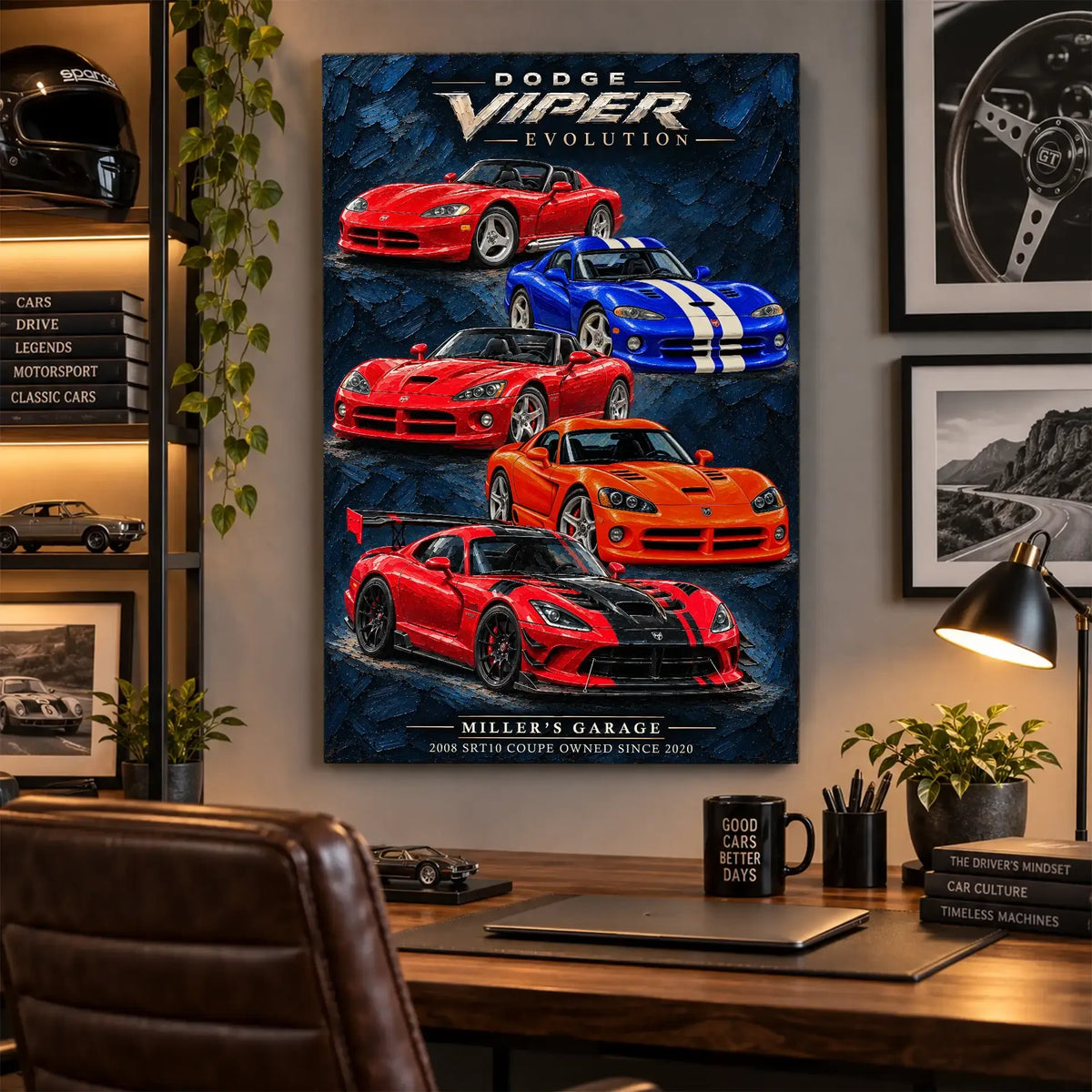 Personalized Viper Evolution Sports Car Canvas Wall Art