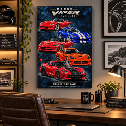 Personalized Viper Evolution Sports Car Canvas Wall Art