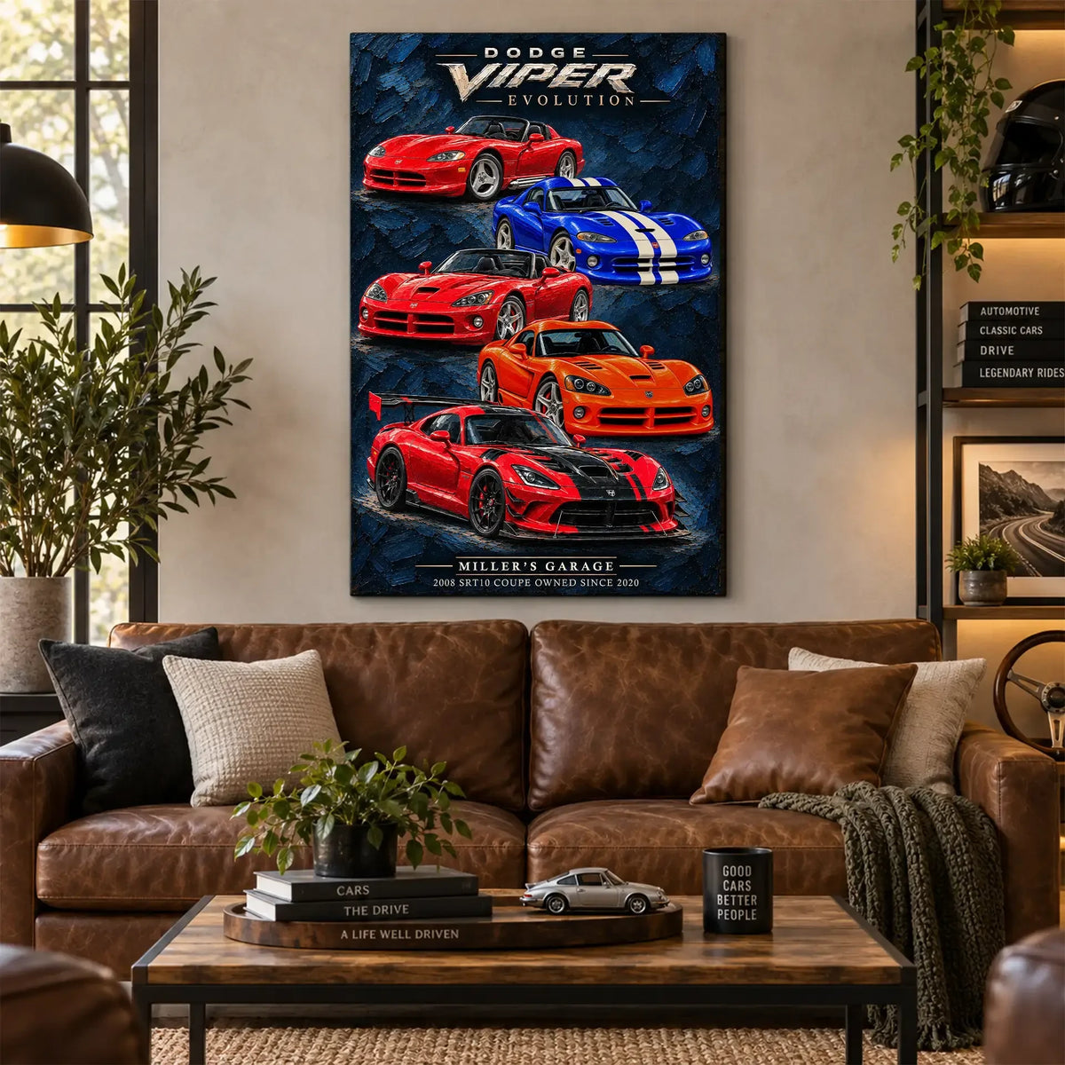 Personalized Viper Evolution Sports Car Canvas Wall Art