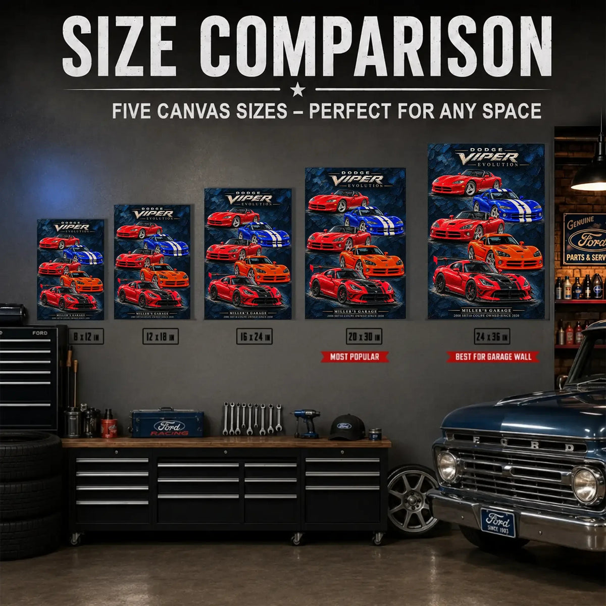Personalized Viper Evolution Sports Car Canvas Wall Art