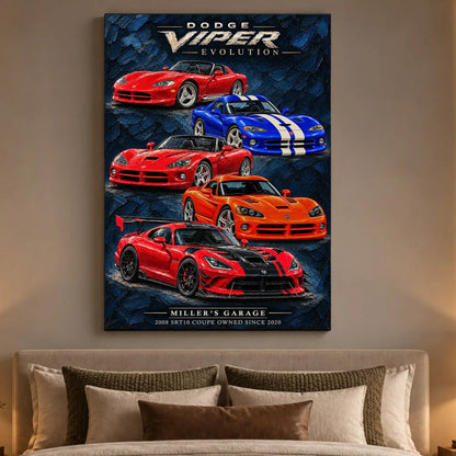 Personalized Viper Evolution Sports Car Canvas Wall Art