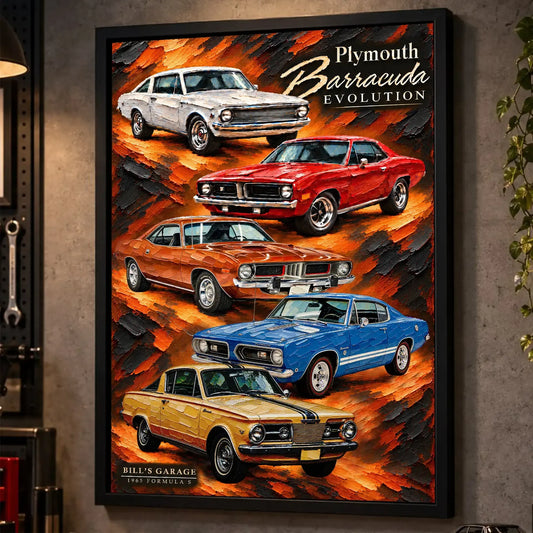 Personalized Barracuda Evolution Muscle Car Canvas Wall Art