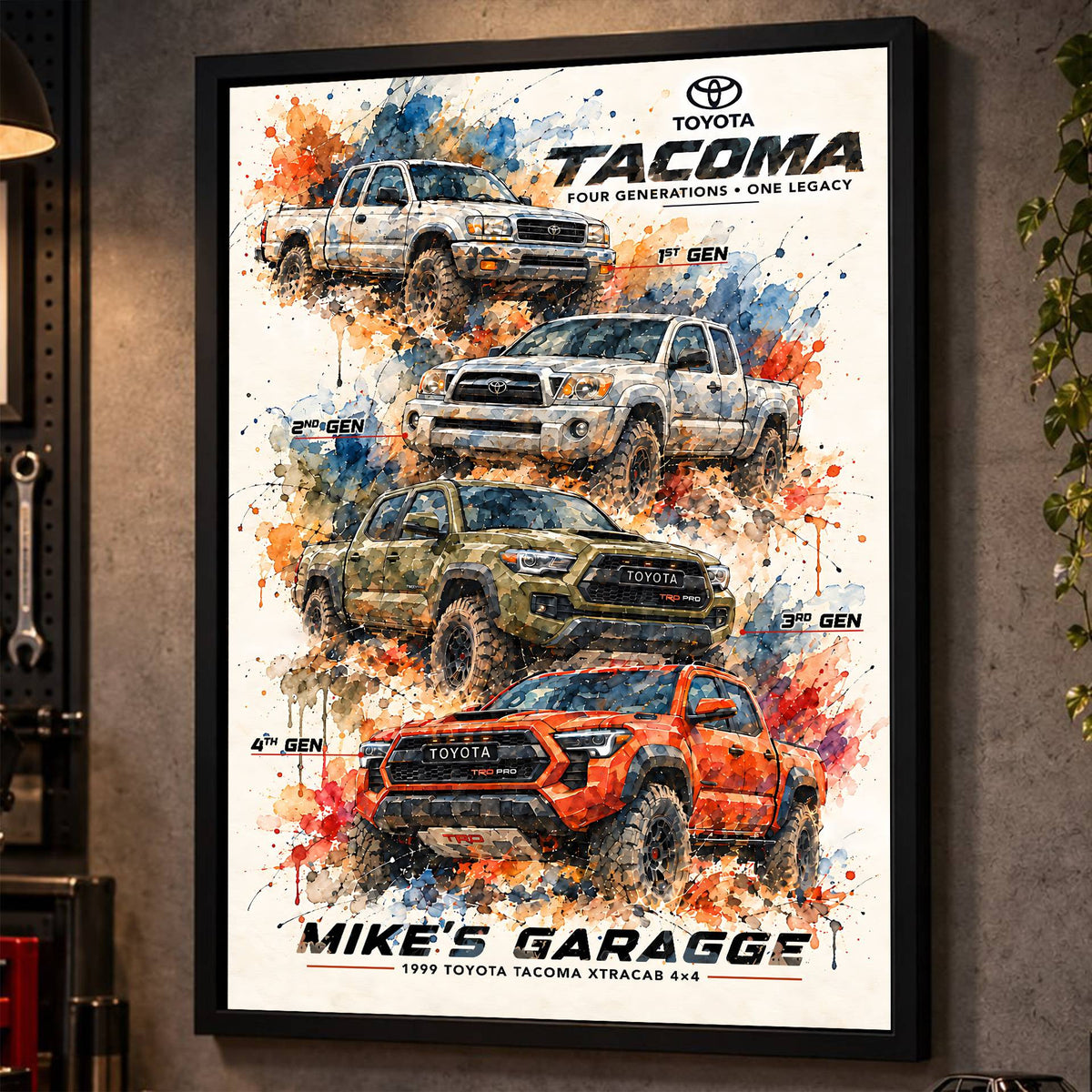 Personalized Tacoma Evolution Pickup Truck Canvas Wall Art