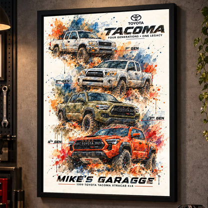 Personalized Tacoma Evolution Pickup Truck Canvas Wall Art