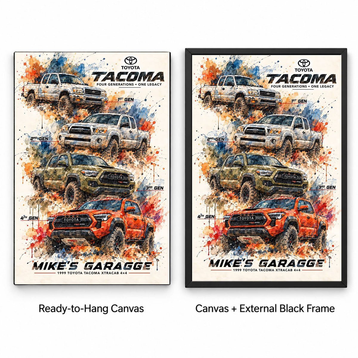 Personalized Tacoma Evolution Pickup Truck Canvas Wall Art