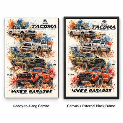 Personalized Tacoma Evolution Pickup Truck Canvas Wall Art