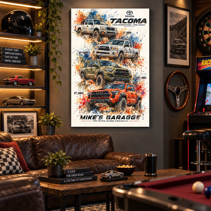 Personalized Tacoma Evolution Pickup Truck Canvas Wall Art