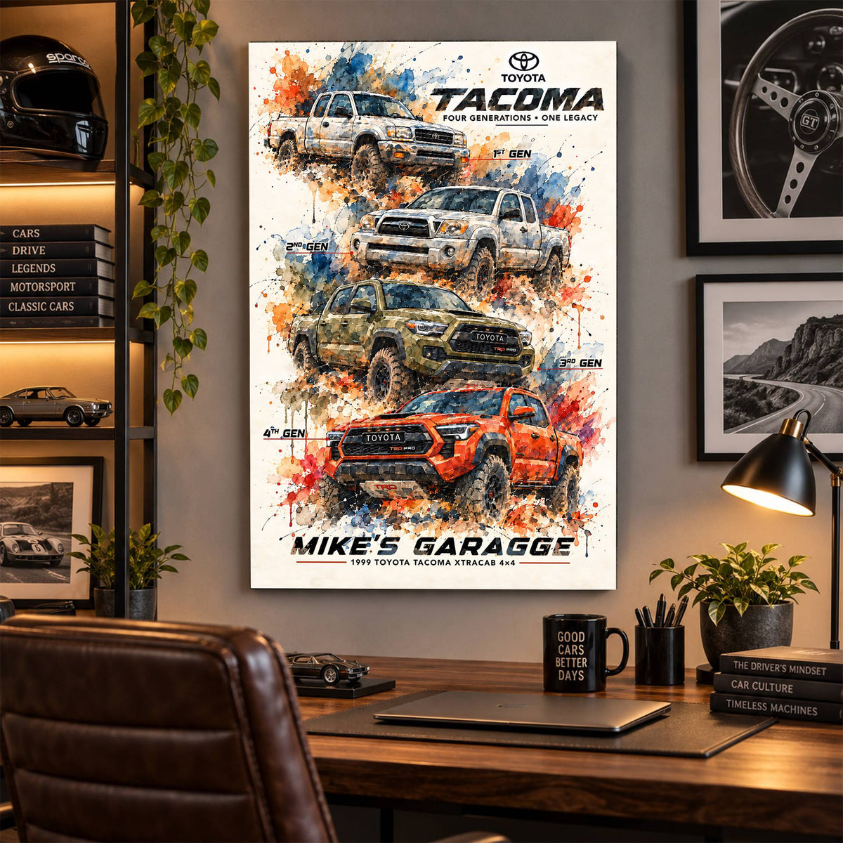 Personalized Tacoma Evolution Pickup Truck Canvas Wall Art