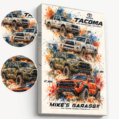 Personalized Tacoma Evolution Pickup Truck Canvas Wall Art