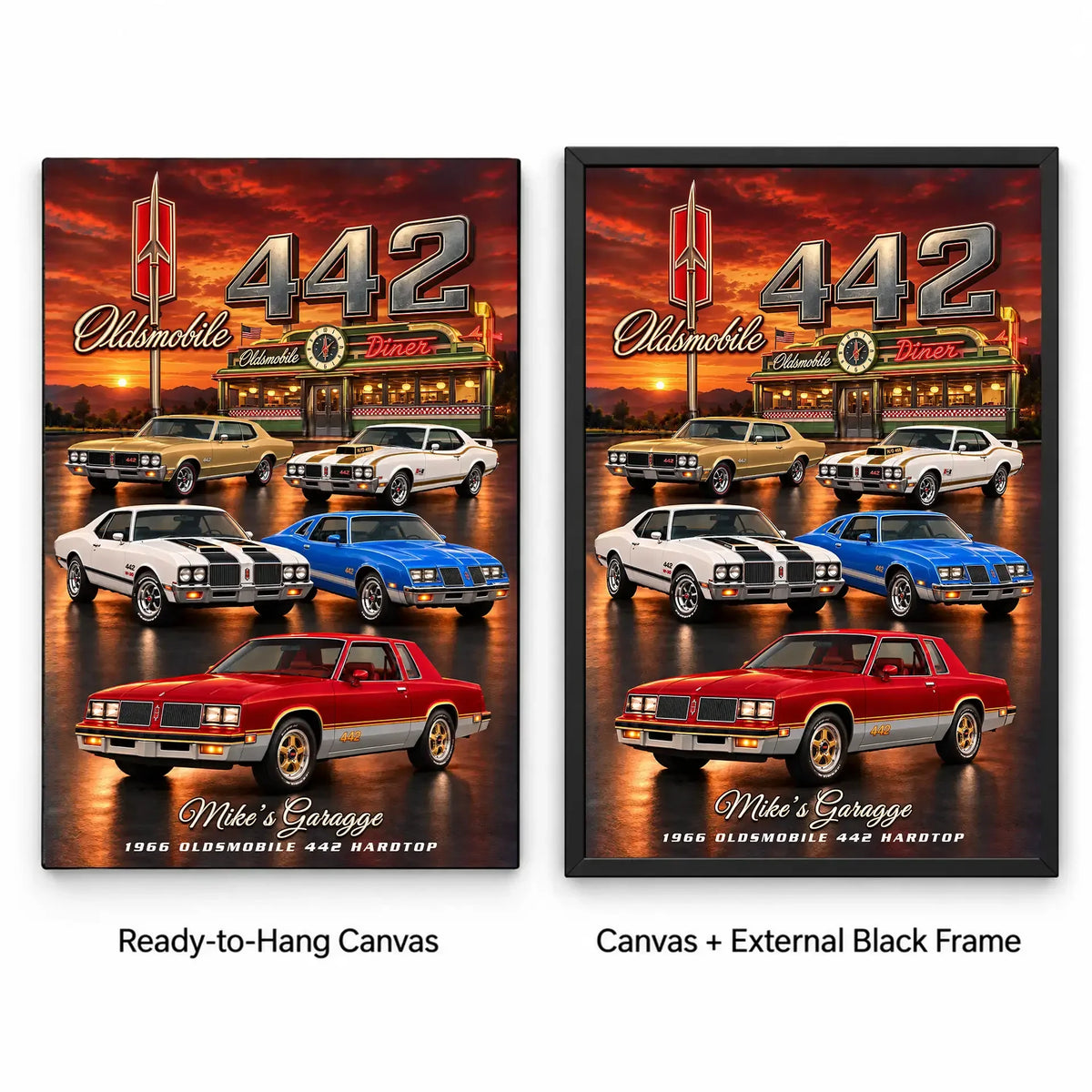 Personalized 442 Classic Car Canvas Wall Art