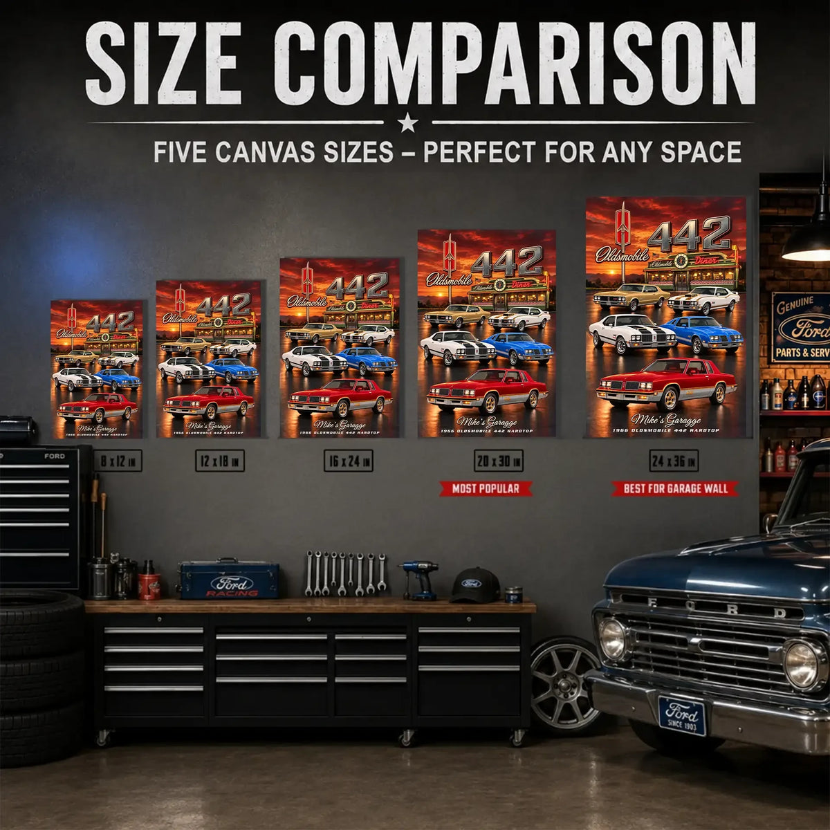 Personalized 442 Classic Car Canvas Wall Art