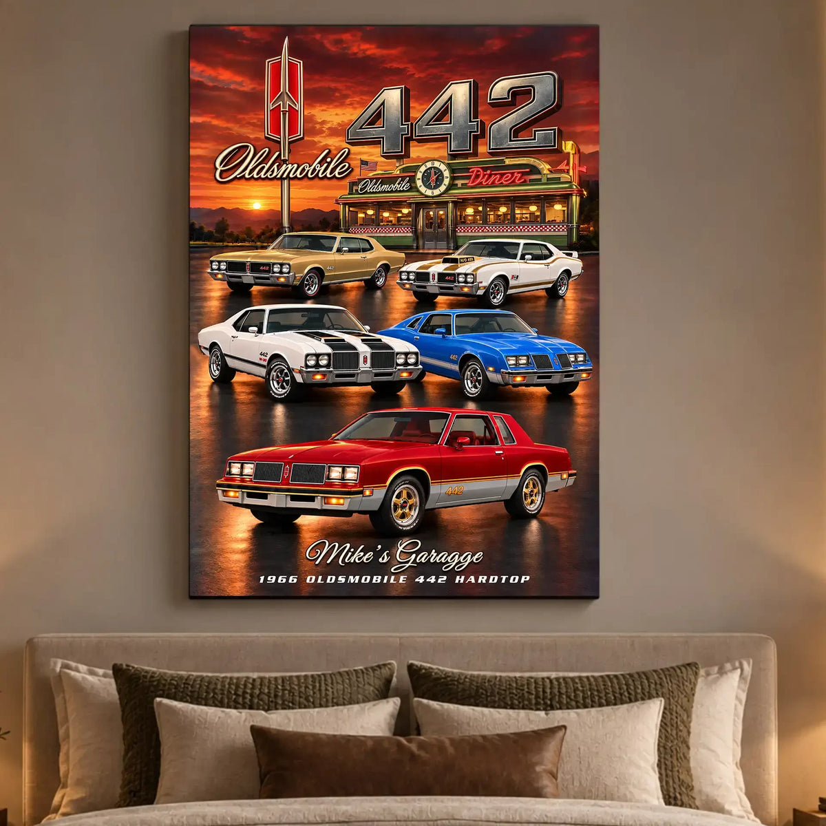 Personalized 442 Classic Car Canvas Wall Art
