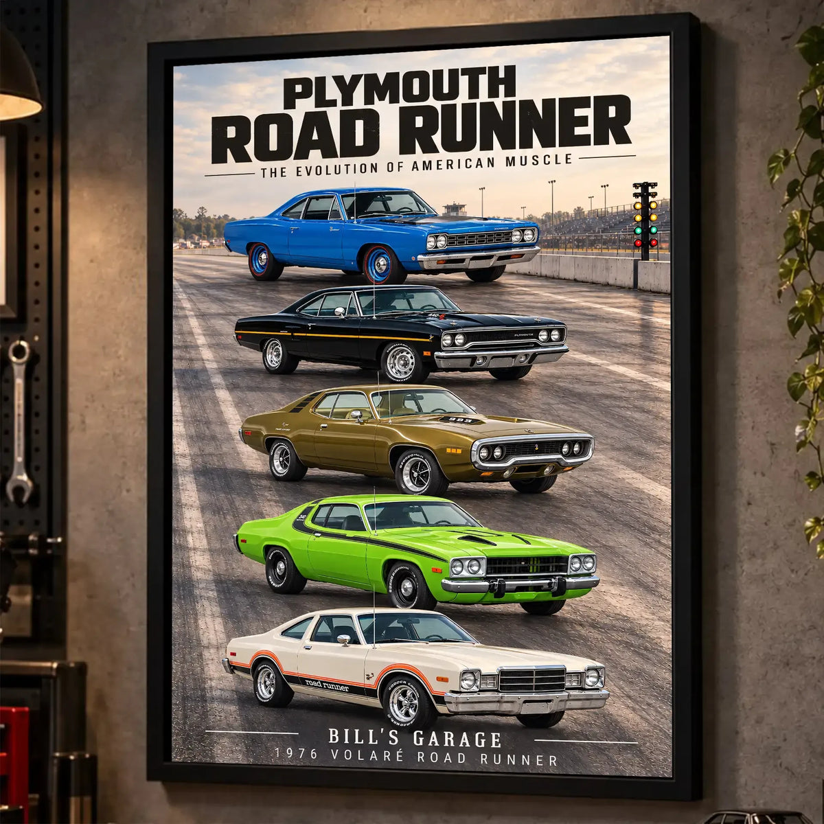 Personalized Road Runner Muscle Car Canvas Wall Art