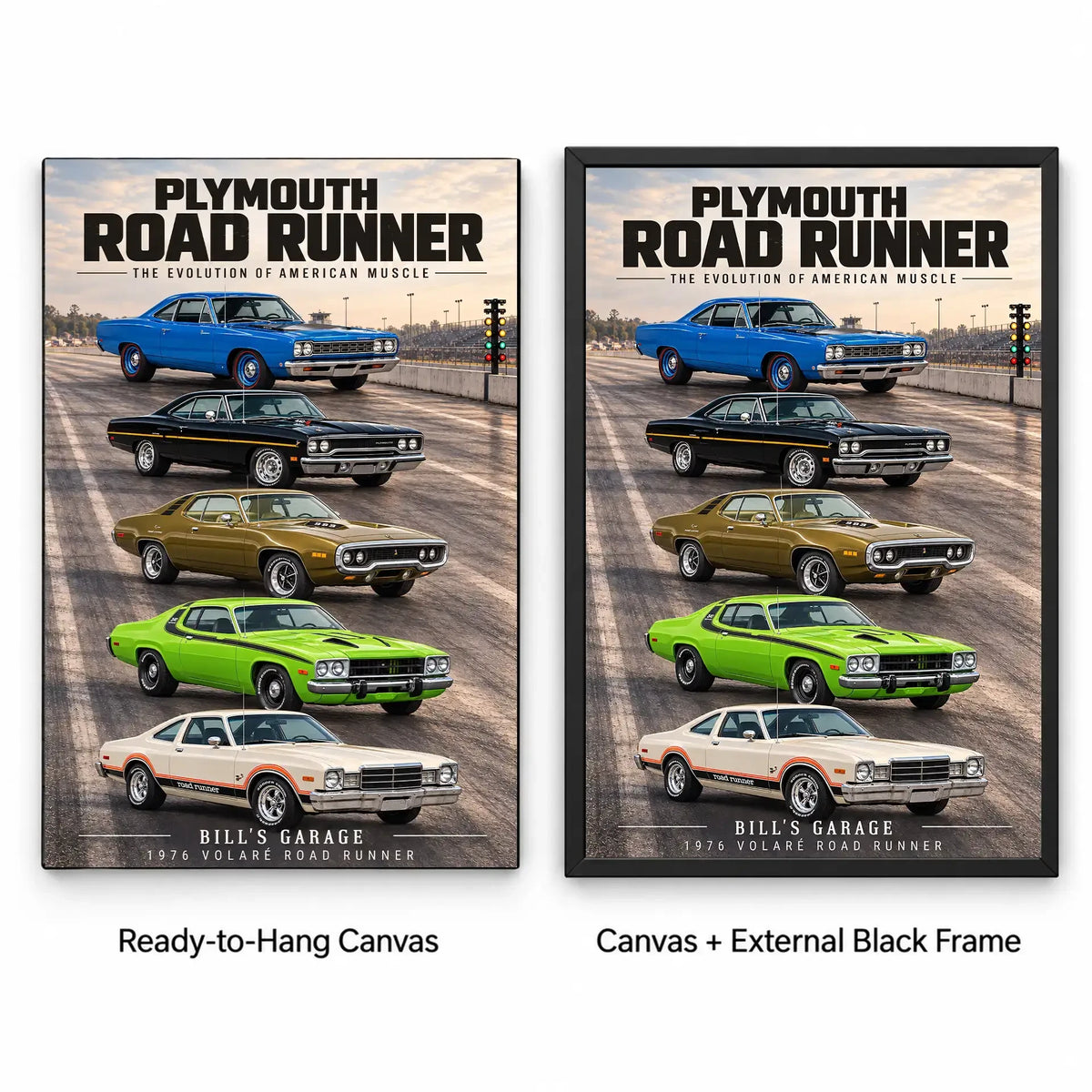 Personalized Road Runner Muscle Car Canvas Wall Art