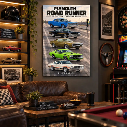 Personalized Road Runner Muscle Car Canvas Wall Art
