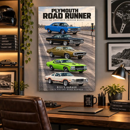 Personalized Road Runner Muscle Car Canvas Wall Art