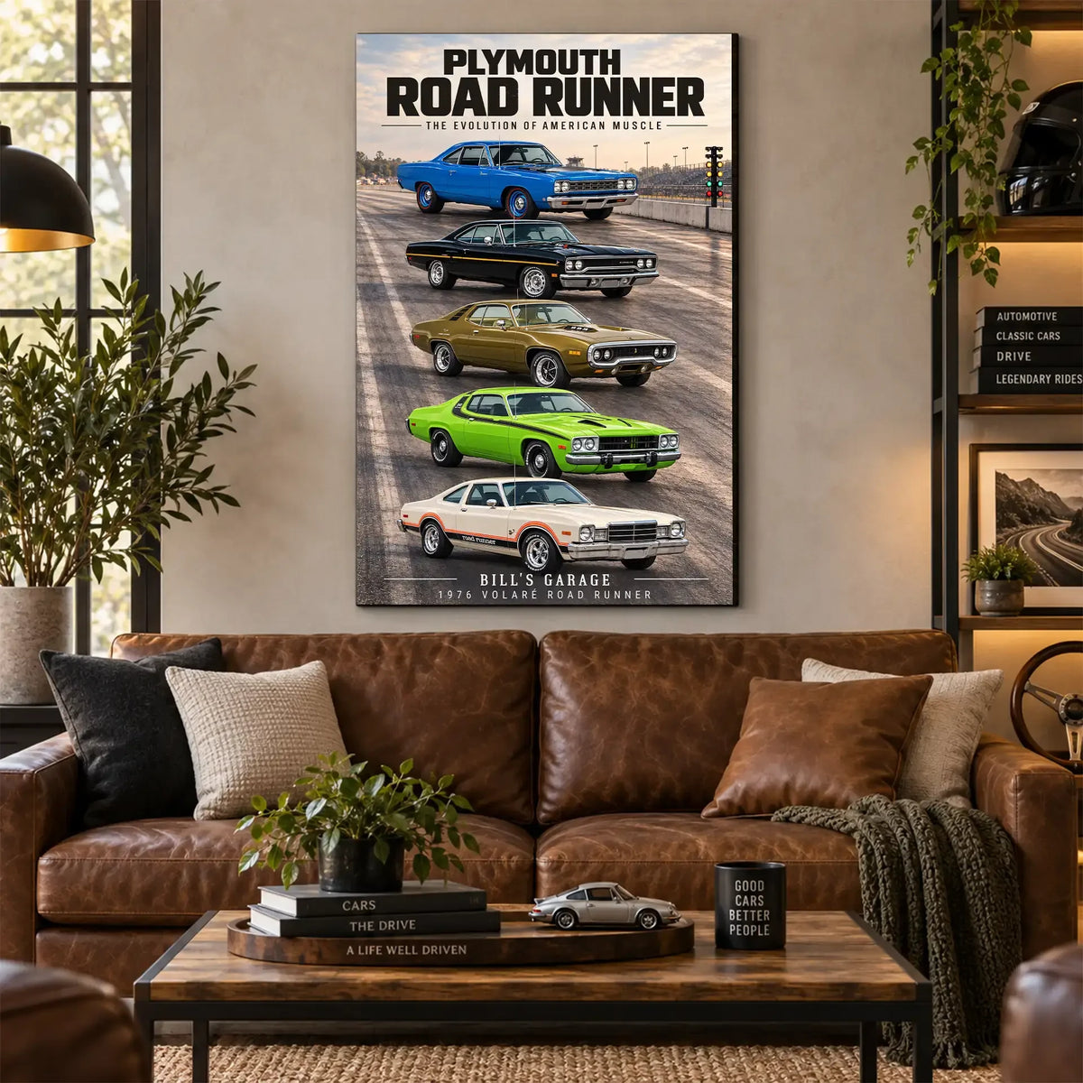 Personalized Road Runner Muscle Car Canvas Wall Art