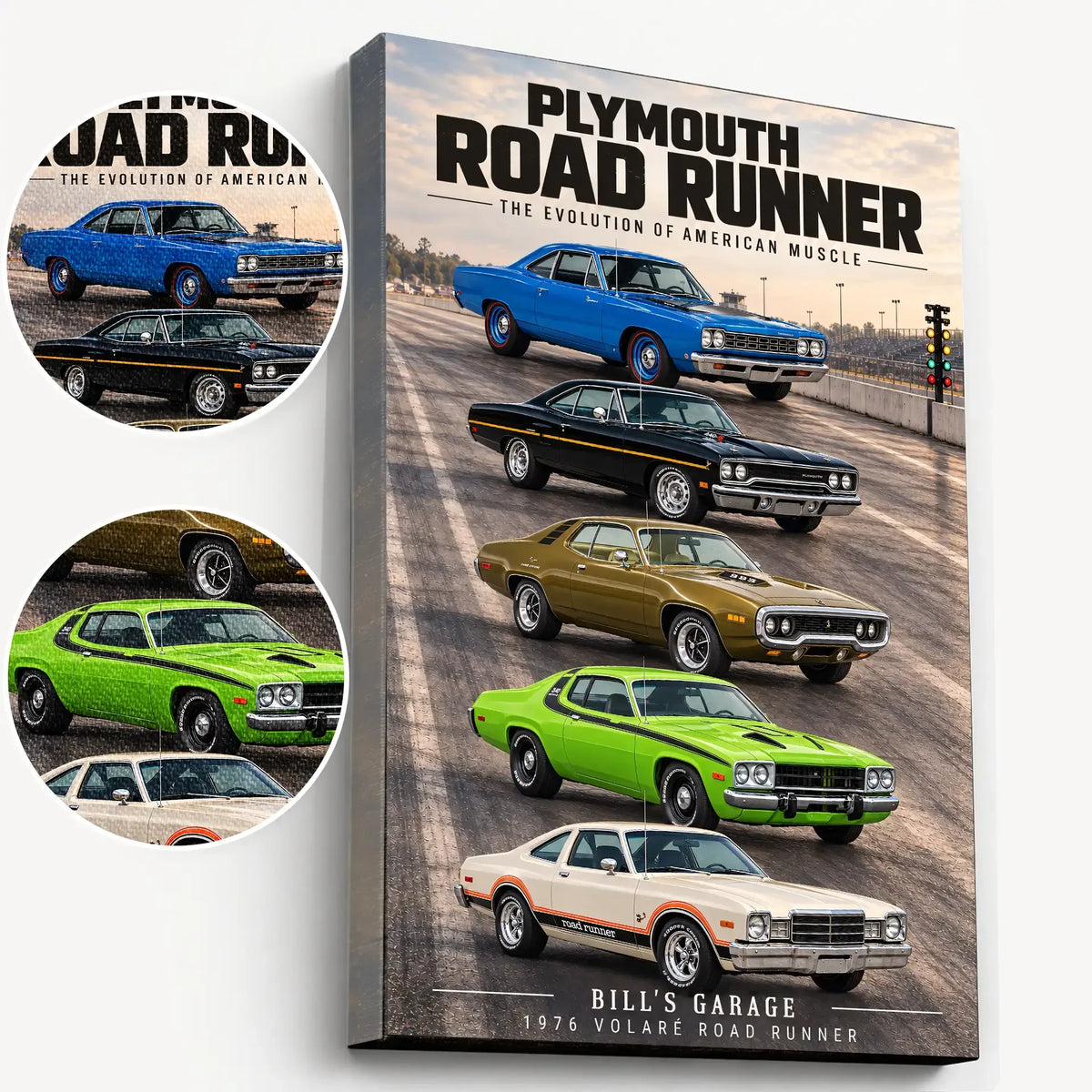 Personalized Road Runner Muscle Car Canvas Wall Art