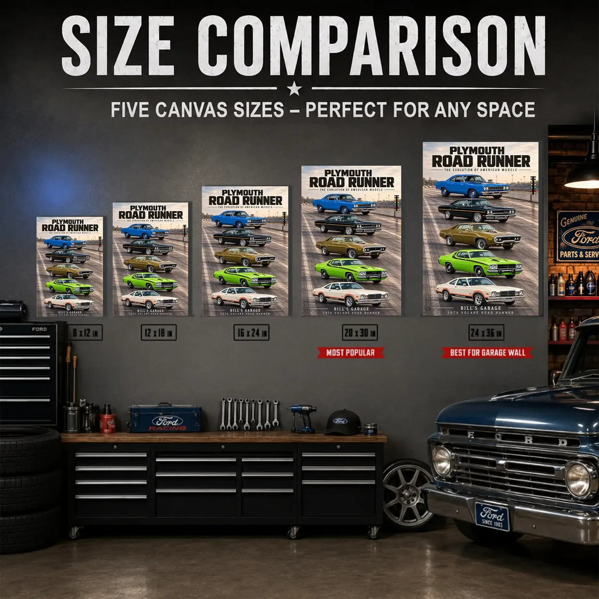 Personalized Road Runner Muscle Car Canvas Wall Art