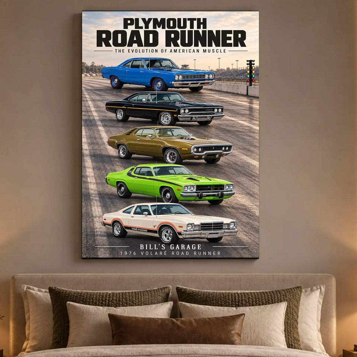 Personalized Road Runner Muscle Car Canvas Wall Art