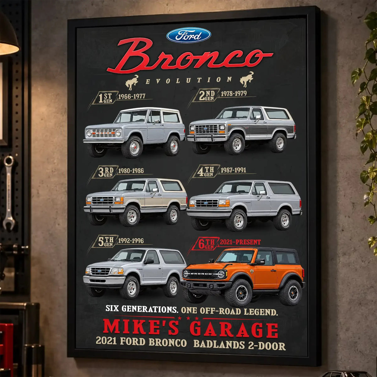 Personalized Bronco Evolution SUV Canvas Wall Art