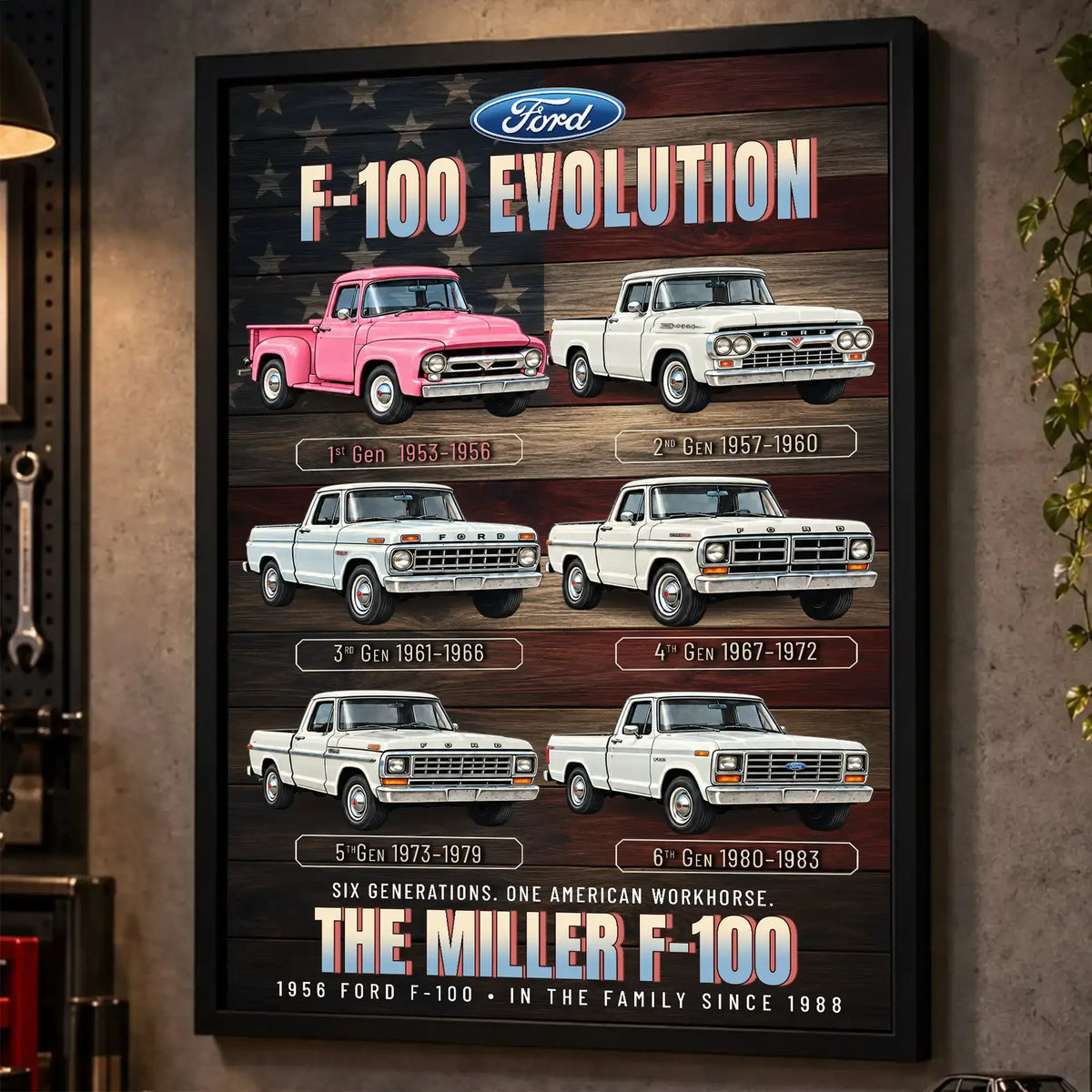 Personalized F-100 Evolution Pickup Truck Canvas Wall Art
