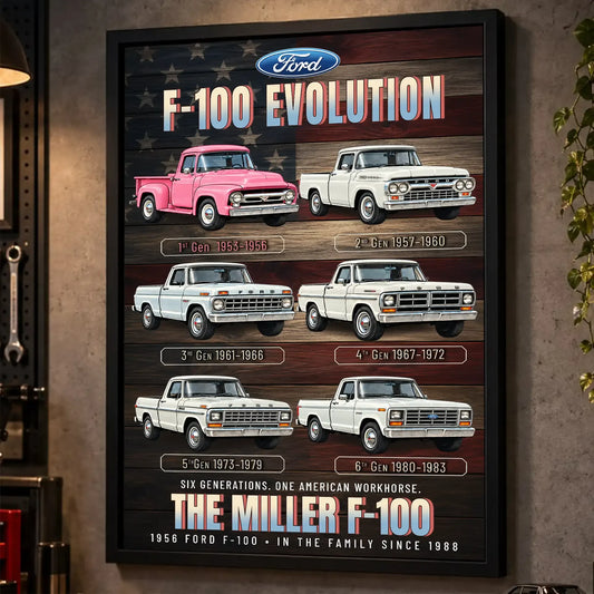 Personalized F-100 Evolution Pickup Truck Canvas Wall Art