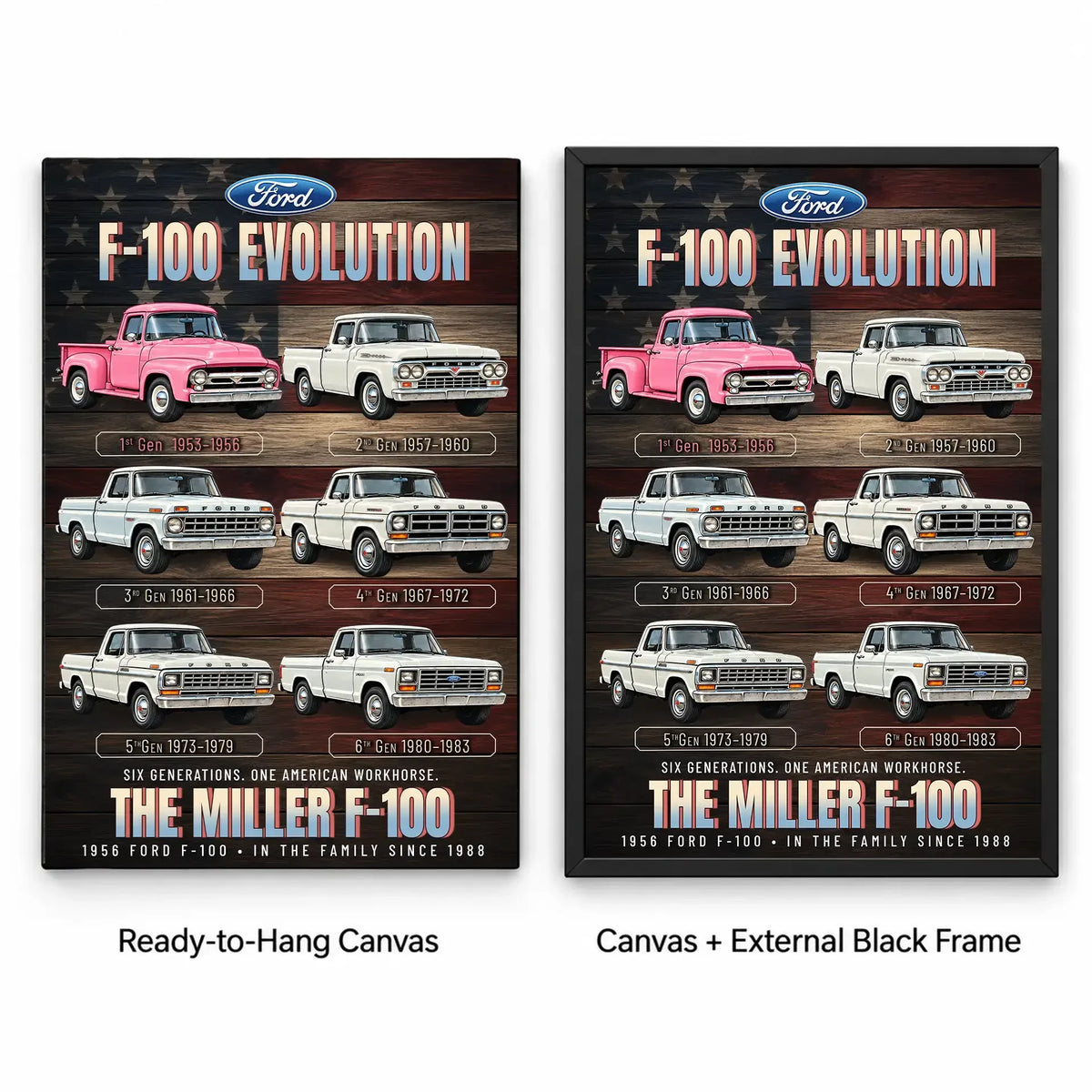 Personalized F-100 Evolution Pickup Truck Canvas Wall Art