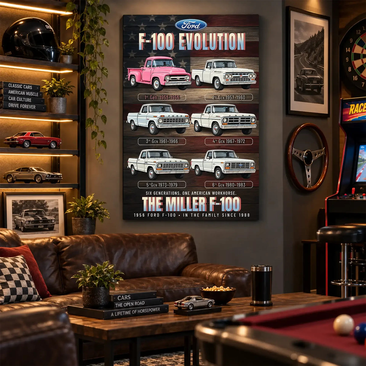 Personalized F-100 Evolution Pickup Truck Canvas Wall Art