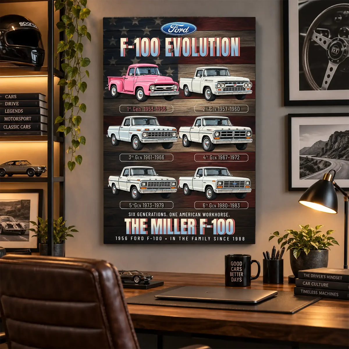 Personalized F-100 Evolution Pickup Truck Canvas Wall Art