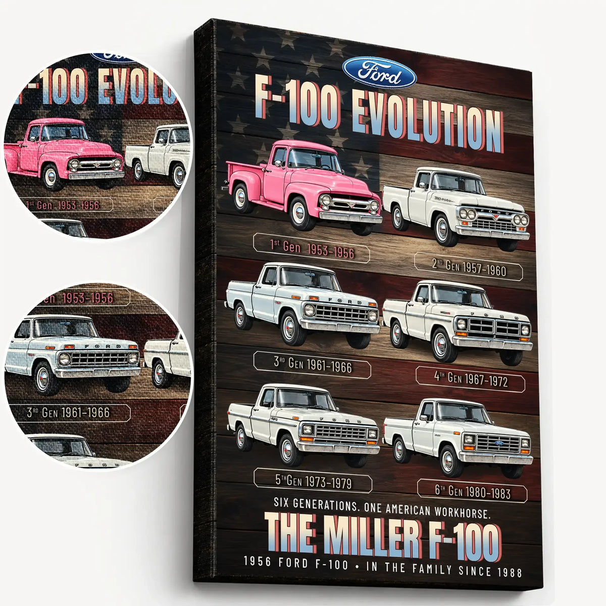 Personalized F-100 Evolution Pickup Truck Canvas Wall Art